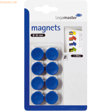 8713797036726 - 10 x Haftmagnet 20 mm 8 Stück blau