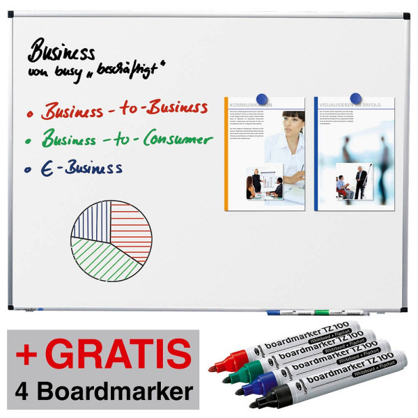 8713797067225 - AKTION Whiteboard PREMIUM 1800 x 1200 cm weiß spezialbeschichteter Stahl + GRATIS 4 Boardmarker TZ 100 farbsortiert