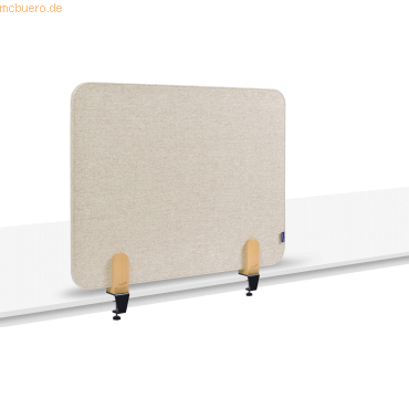 8713797101165 - Akustik-Tischtrennwand Elements PET-Kern Stoffoberfläche pinnbar inkl 2 Tischklemmen B 800 x H 600 x T 21 mm soft beige