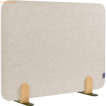 8713797101226 - Akustik-Tischtrennwand Elements PET-Kern Stoffoberfläche pinnbar inkl 2 Fußhalterungen B 800 x H 600 x T 21 mm soft beige