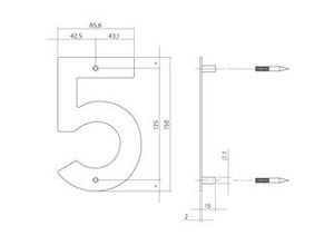 8714186126745 - - Hausnummer 5 150x2mm Edelstahl gebürstet