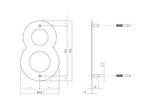 8714186126776 - - Hausnummer 8 150x2mm Edelstahl gebürstet