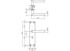 8714186489598 - Türdrücker Jura auf Schild 250x55x2 mm bb 72 mm Edelstahl Schwarz matt - Intersteel