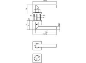 8714186499139 - PZ-Rosettengarnitur Bastian Zamak schwarz eckig