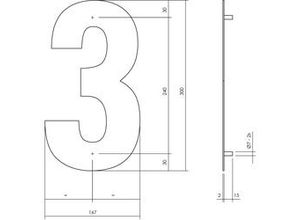 8714186503102 - - Hausnummer 3 xl 300x2mm Edelstahl gebürstet