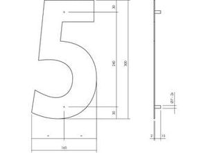 8714186503126 - - Hausnummer 5 xl 300x2mm Edelstahl gebürstet