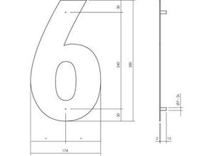 8714186503133 - - Hausnummer 6 xl 300x2mm Edelstahl gebürstet