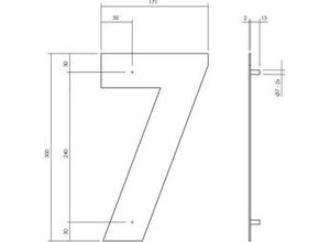 8714186503348 - - Hausnummer 7 xl 300x2mm Edelstahl mattschwarz