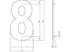 8714186503355 - - Hausnummer 8 xl 300x2mm Edelstahl mattschwarz