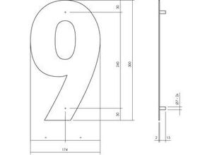 8714186503362 - - Hausnummer 9 xl 300x2mm Edelstahl mattschwarz