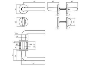 8714186506110 - - Türdrücker Derby auf Rosette ø52x7 mm mit Bad WC 8