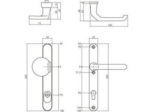 8714186534670 - SKG3 Sicherheitsschmalschildgarnitur Drücker Knopf Alu schwarz