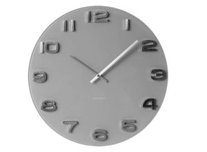 8714302525940 - - Runde Retro-Wanduhr aus grauem Glas 35 cm