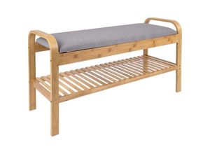 8714302690945 - Bank Arch - Bambus mit grauem Stoff - 90x33x50cm - Skandinavisch