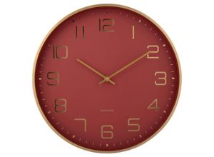 8714302755491 - Wanduhr Elegance Glow  Rot Gold  Metall  40x40x42 cm  Dekoration Uhren Wanduhren