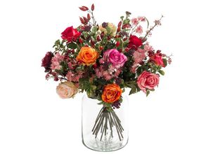 8714344257885 - Künstlicher Blumenstrauß Flame Roses - Mehrfarbig