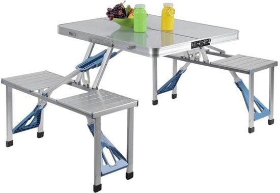 8714426422811 - NordFalk Picknicktisch klappbar 4-Personen - Campingtisch Aluminium - 123x87x66 cm