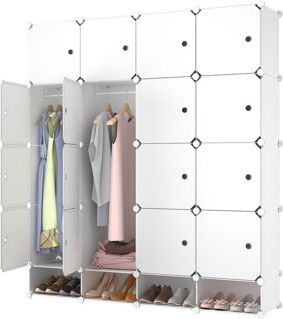 8714426423313 - 4x5 Fach Kleiderschrank Catania 150x165 cm - Kleiderschrank Kunststoff - Organizer - Weiß