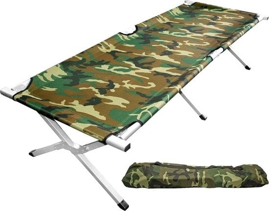 8714426425676 - NordFalk Feldbett XL 190 x 64 cm - Feldbett | Krankentrage | Feldbett - Extra stabiles Aluminium - Camouflage