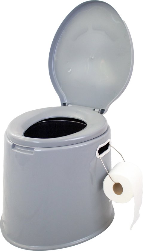 8714426504111 - portable Campingtoilette 6 Liter - Campingtoilette mit Inneneimer - inkl Deckel und Rollenhalter