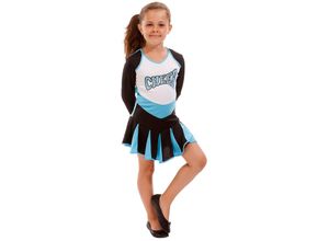 8714438601945 - Cheerleader Kostüm für Kinder türkis