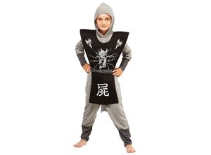 8714438688434 - Ninja Kostüm für Kinder grau schwarz weiß