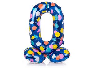 8714572639705 - Standing Foil Balloon Colorful Dots Number 0 - 72cm