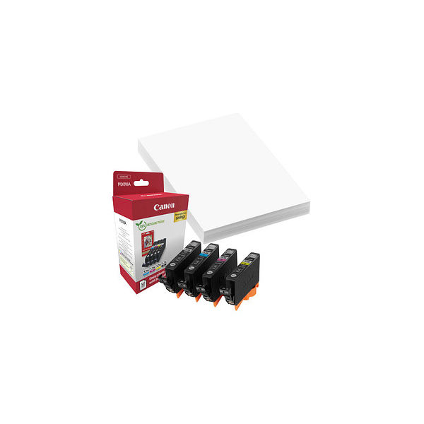 8714574679273 - Original CLI-526 Druckerpatronen Value Pack - 1 x schwarz   je 1 x CMY + 50 Blatt Fotopapier (4540B019)