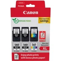 8714574680484 - PG-560XL x2 CL-561XL Photo Value Pack - 3-pack - High Yield - black colour (cyan magenta yellow) - original - glossy - ink cartridge   paper kit