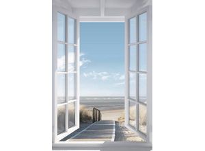 8714597554854 - Deco-Panel REINDERS Fenster zur Nordsee Bilder Gr B H 60 cm x 90 cm Deco-Panel Hochformat blau (hellblau weiß) Kunstdrucke Bilder