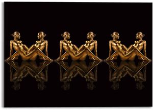 8714597611922 - Glasbild REINDERS Glasbild Frauen in Gold Symmetrie - Caleidoscoop Bilder Gr B H 70 cm x 50 cm Frau 1 St schwarz Glasbilder