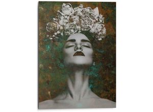 8714597612240 - Wandbild REINDERS Aluminium Frau mit Blumenkranz Kräftig - Sensual Bilder Gr B H 50 cm x 70 cm Frau 1 St braun Kunstdrucke