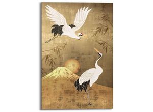 8714597615623 - Wandbild REINDERS Kraniche Bilder Gr B H T 60 cm x 90 cm x 2 cm goldfarben Kunstdrucke