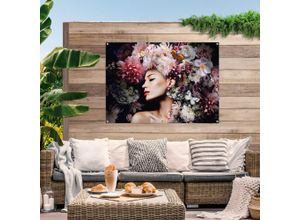 8714597620504 - Poster REINDERS Frau mit Blumenhut Bilder Gr B H T 140 cm x 100 cm x 01 cm rosa Poster leichtes und wasserfestes Gartenposter für den Außeneinsatz