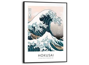 8714597625318 - Bild mit Rahmen REINDERS Die große Welle - Hokusai Bilder Gr B H T 30 cm x 40 cm x 16 cm blau Bilder mit Rahmen