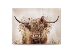 8714597638271 - Poster REINDERS Highlander in Blumen Bilder Gr B H T 80 cm x 60 cm x 01 cm beige Poster Outdoor für Garten oder Balkon