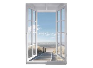 8714597638820 - Poster REINDERS Fenster zur Nordsee Bilder Gr B H T 80 cm x 120 cm x 01 cm blau Poster Outdoor für Garten oder Balkon