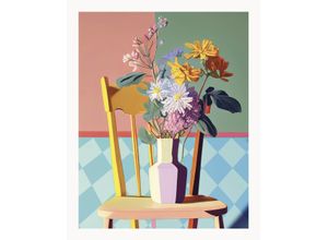 8714597639476 - Bild CHECKERSFLORAL CHAIR (BHT 40x50x2 cm) BHT 40x50x2 cm bunt Kunstdruck Gemälde Wandbild