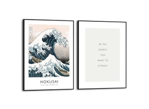 8714597671858 - Poster REINDERS Energy blau (farbe bild(er) blau) B30cm H40cm T16cm Bilder Wohnzimmer - Hokusai - Blau - MDF - Kunst - 30x40 cm