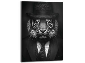 8714597679878 - Poster REINDERS Tiger Man schwarz-weiß (farbe bild(er) schwarz weiß) B50cm H70cm T16cm Bilder Hobbyraum - Hut - Kostüm - Schwarz-Weiß - MDF - Tiere - 50x70 cm