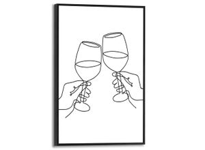 8714597679960 - Poster REINDERS Wein schwarz (farbe bild(er) schwarz weiß) B20cm H30cm T16cm Bilder Küche - Schwarz-Weiß - MDF - Line Art - 20x30 cm