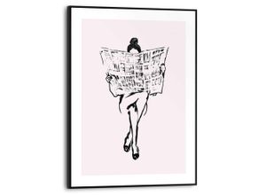 8714597681772 - Poster REINDERS Frau liest Zeitung beige (farbe bild(er) beige) B30cm H40cm T16cm Bilder Toilette - Beige - MDF - Frauen - 30x40 cm
