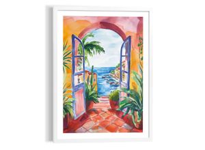 8714597682564 - Poster REINDERS Sommerbalkon bunt (farbe bild(er) mehrfarbig) B50cm H70cm T22cm Bilder Wohnzimmer - Mehrfarbig - MDF - Landschaften - 50x70 cm