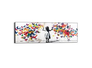 8714597682731 - Wandbild REINDERS Wolke von Schmetterlingen bunt (farbe bild(er) mehrfarbig) B156cm H52cm T3cm Bilder Kinderzimmer - Mädchen - Mehrfarbig - MDF - Street Art - 156x52 cm