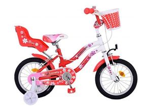 8715347014932 - Volare Lovely Kinderfahrrad - Mädchen - 14 Zoll - Rot Weiß - 2 Handbremsen