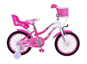 8715347016905 - Volare Lovely 16 Zoll Kinderfahrrad Pink Weiß mit Rücktrittbremse Stützrädern Fahrradkorb