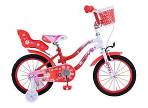 8715347016929 - Volare Lovely 16 Zoll Kinderfahrrad Rot Weiß - Handbremse Rücktrittbremse