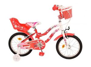 8715347016936 - Volare Lovely Kinderfahrrad - Mädchen - 16 Zoll - Rot Weiß - 2 Handbremsen