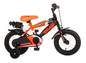 8715347020322 - Volare Sportivo Kinderfahrrad - Jungen - 12 Zoll - Neon Orange Schwarz - Abnehmbare Stützräder