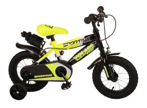 8715347020353 - Volare Sportivo Kinderfahrrad 12 Zoll Mädchen Jungen Fahrrad ab 3 Jahre 90 - 105 cm Größe mit Stützräder und Trinkflasche